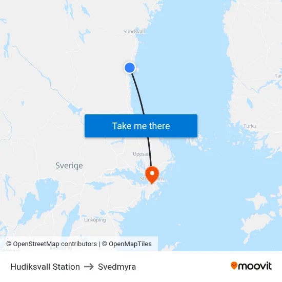 Hudiksvall Station to Svedmyra map