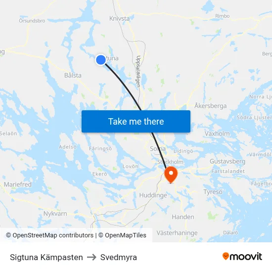 Sigtuna Kämpasten to Svedmyra map