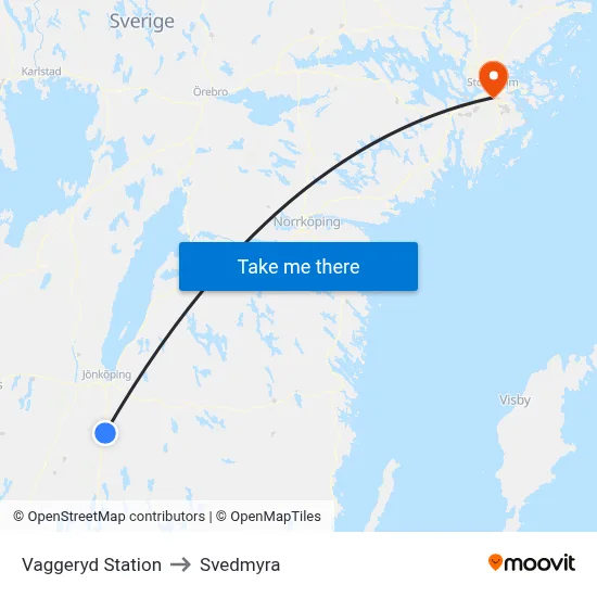 Vaggeryd Station to Svedmyra map