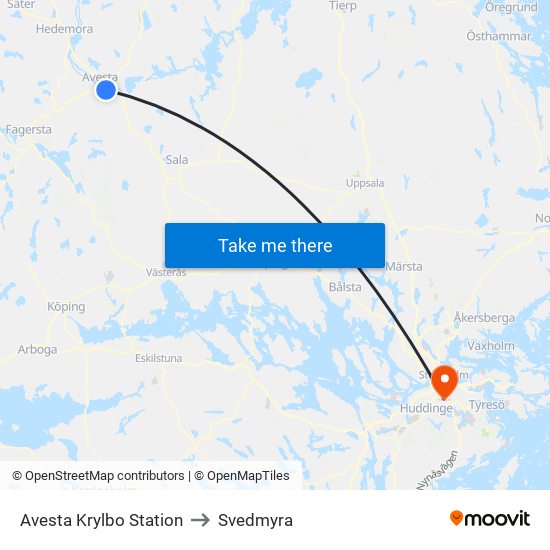 Avesta Krylbo Station to Svedmyra map