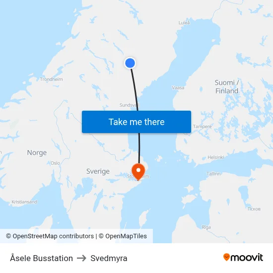 Åsele Busstation to Svedmyra map