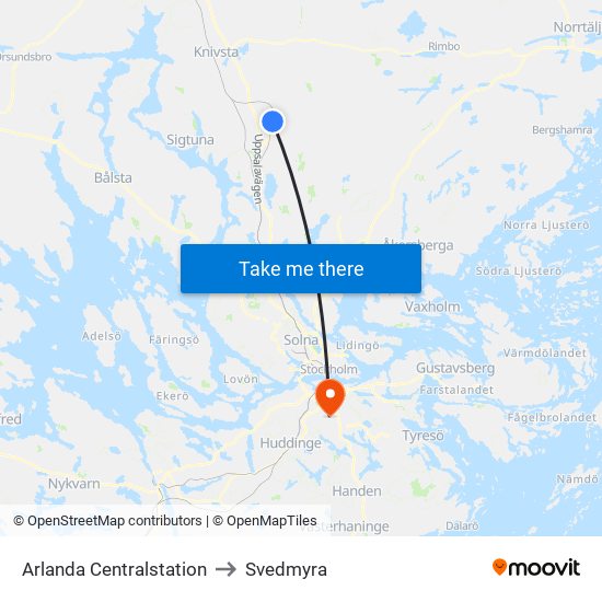 Arlanda Centralstation to Svedmyra map