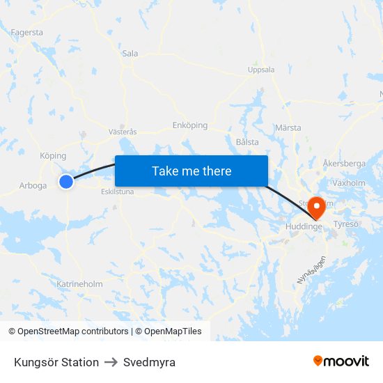 Kungsör Station to Svedmyra map