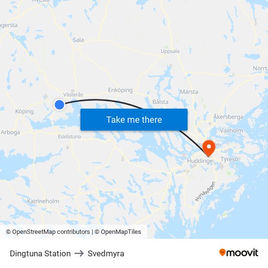 Dingtuna Station to Svedmyra map