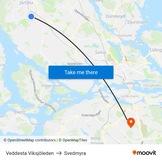 Veddesta Viksjöleden to Svedmyra map
