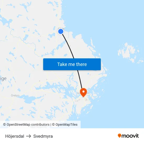 Höjersdal to Svedmyra map