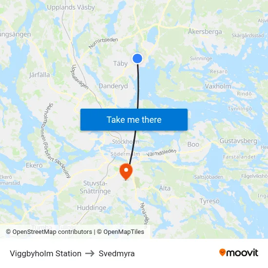 Viggbyholm Station to Svedmyra map