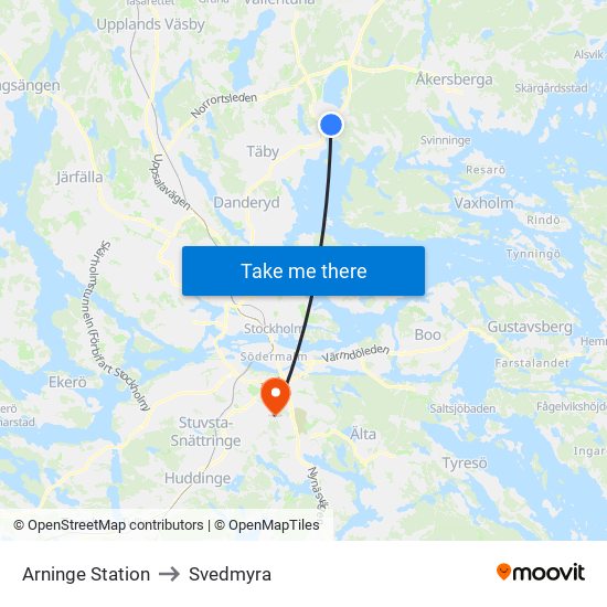 Arninge Station to Svedmyra map