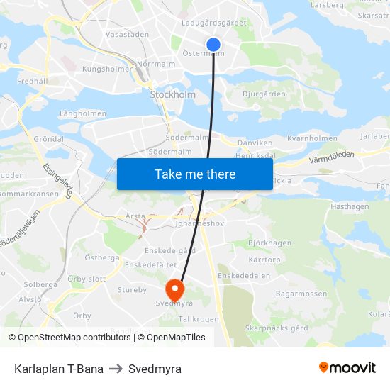 Karlaplan T-Bana to Svedmyra map