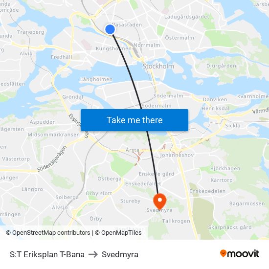 S:T Eriksplan T-Bana to Svedmyra map