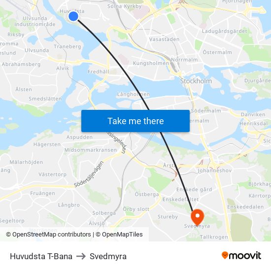 Huvudsta T-Bana to Svedmyra map
