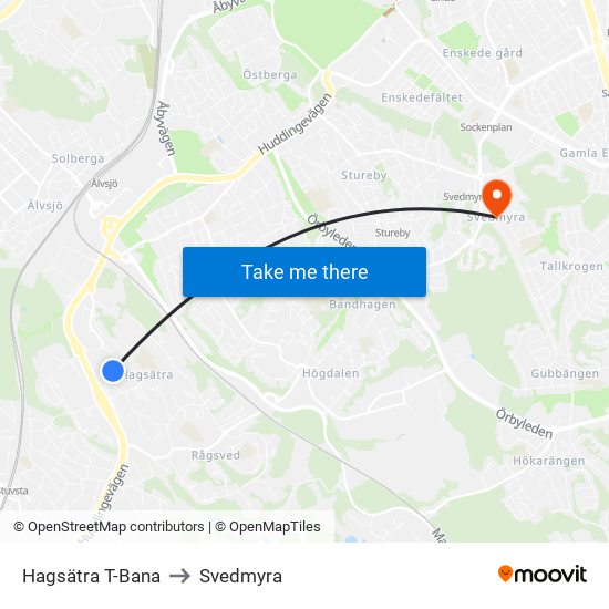 Hagsätra T-Bana to Svedmyra map