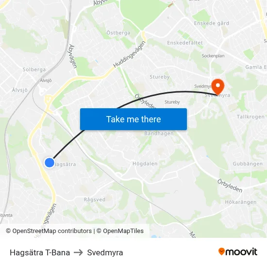 Hagsätra T-Bana to Svedmyra map