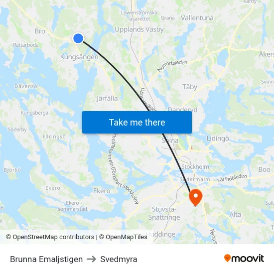 Brunna Emaljstigen to Svedmyra map