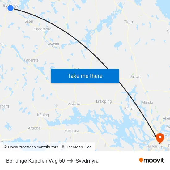 Borlänge Kupolen Väg 50 to Svedmyra map