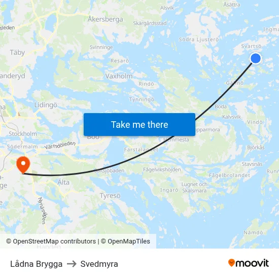 Lådna Brygga to Svedmyra map