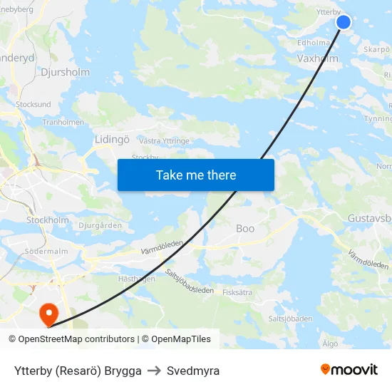 Ytterby (Resarö) Brygga to Svedmyra map