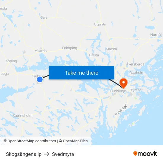 Skogsängens Ip to Svedmyra map