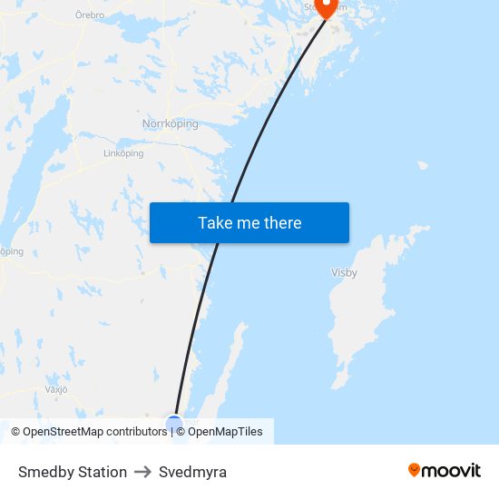 Smedby Station to Svedmyra map