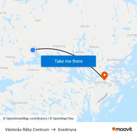Västerås Råby Centrum to Svedmyra map