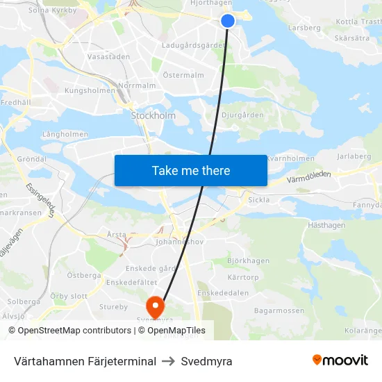 Värtahamnen Färjeterminal to Svedmyra map