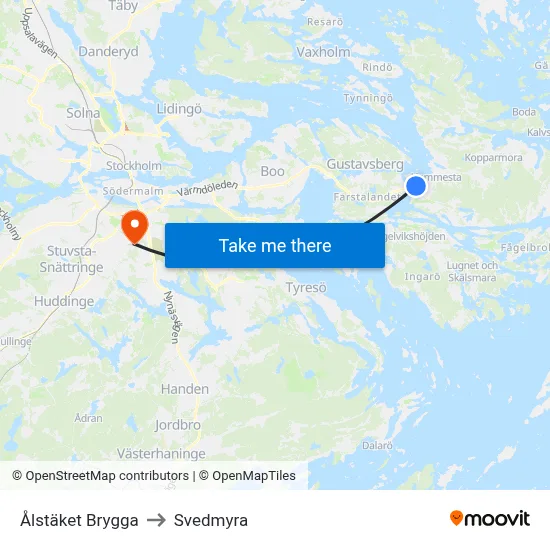 Ålstäket Brygga to Svedmyra map