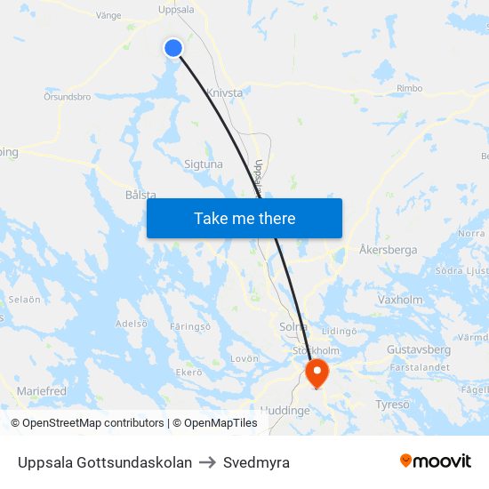 Uppsala Gottsundaskolan to Svedmyra map