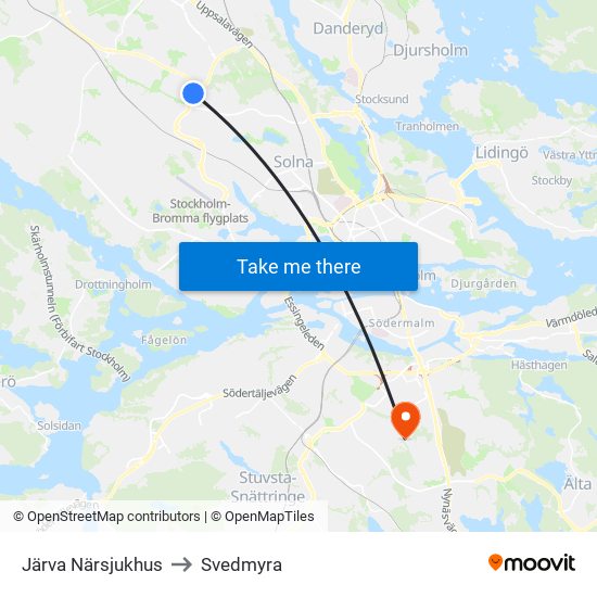 Järva Närsjukhus to Svedmyra map