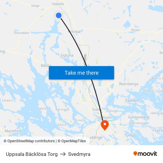 Uppsala Bäcklösa Torg to Svedmyra map