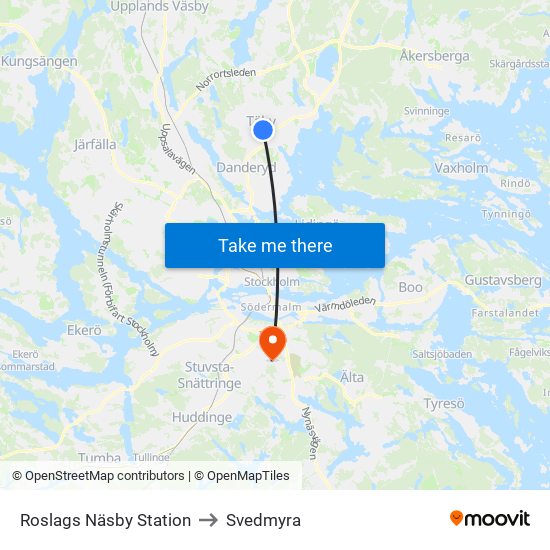 Roslags Näsby Station to Svedmyra map