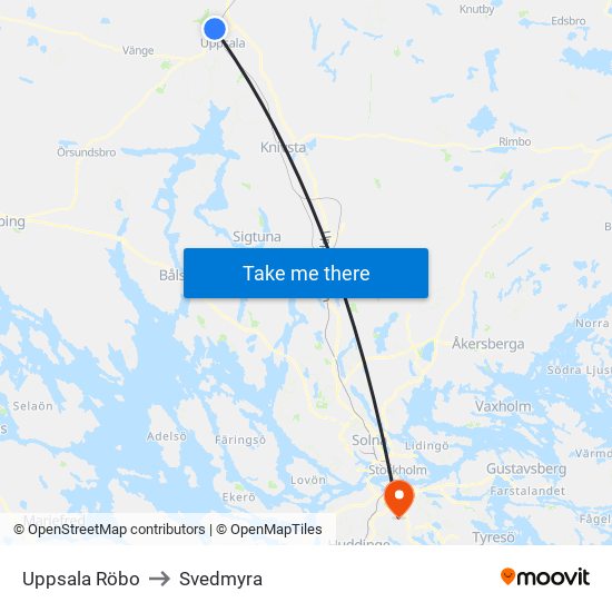 Uppsala Röbo to Svedmyra map