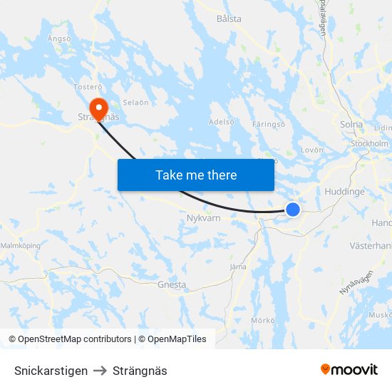 Snickarstigen to Strängnäs map