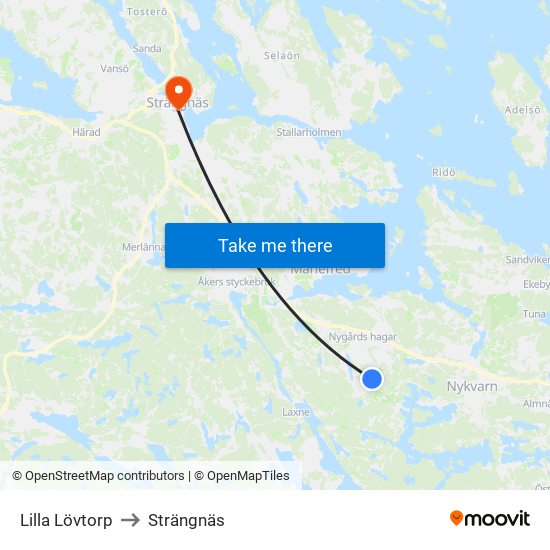 Lilla Lövtorp to Strängnäs map