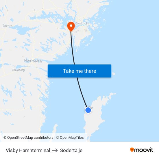 Visby Hamnterminal to Södertälje map