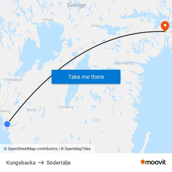 Kungsbacka to Södertälje map