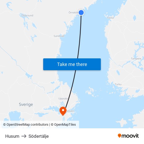 Husum to Södertälje map