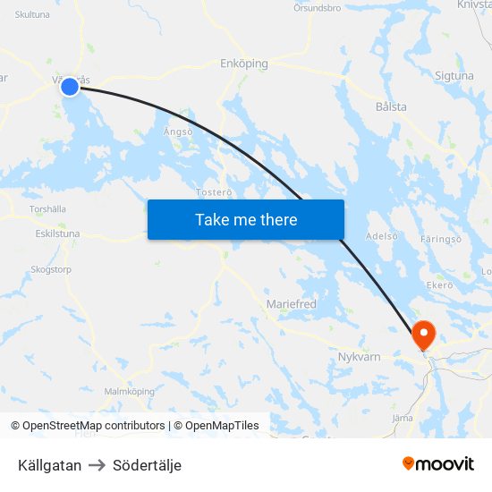 Källgatan to Södertälje map