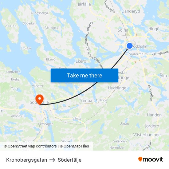 Kronobergsgatan to Södertälje map