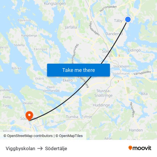 Viggbyskolan to Södertälje map