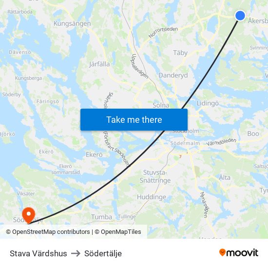 Stava Värdshus to Södertälje map