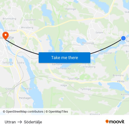 Uttran to Södertälje map