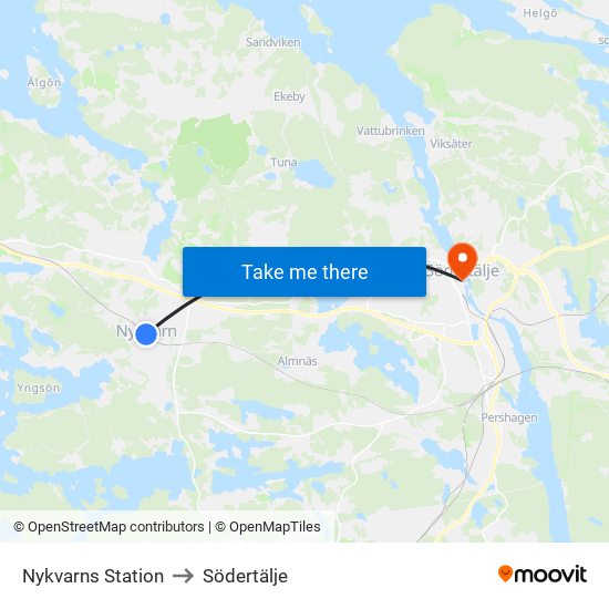 Nykvarns Station to Södertälje map