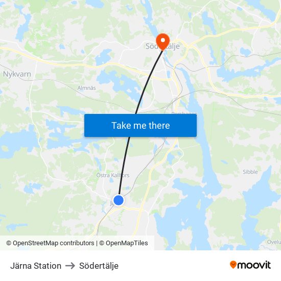 Järna Station to Södertälje map