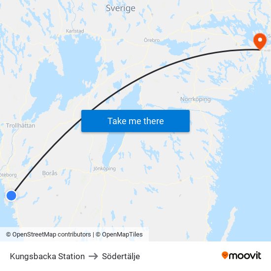 Kungsbacka Station to Södertälje map