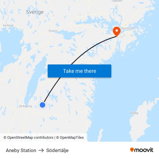 Aneby Station to Södertälje map