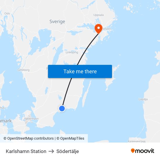 Karlshamn Station to Södertälje map