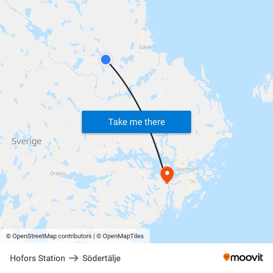 Hofors Station to Södertälje map