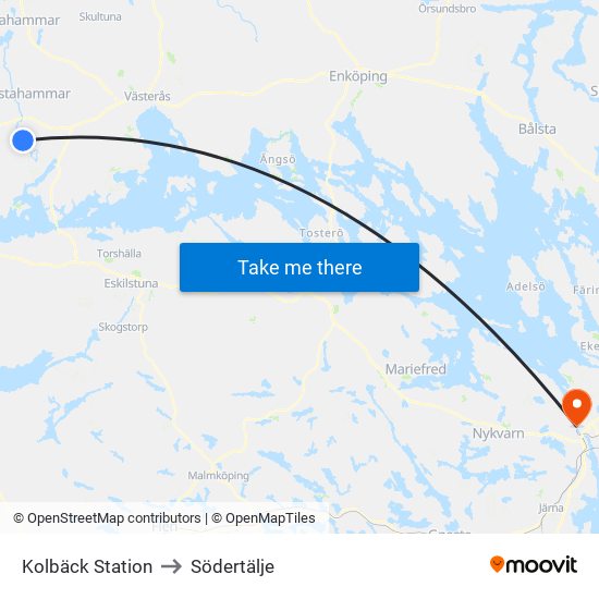 Kolbäck Station to Södertälje map