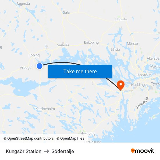 Kungsör Station to Södertälje map