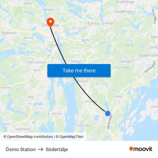 Ösmo Station to Södertälje map